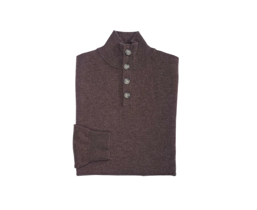 Pull Laine Col Montant Homme Marron Brun - KILTAN 6 Pull Laine Col Montant Homme Marron Brun - KILTAN – Image 4