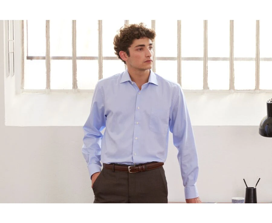 Chemise Oxford Unie Bleu Ciel - CLAUDION 3 Chemise Oxford Unie Bleu Ciel - CLAUDION