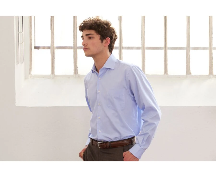 Chemise Oxford Unie Bleu Ciel - CLAUDION 5 Chemise Oxford Unie Bleu Ciel - CLAUDION – Image 3