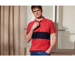 Polo Homme Rouge Basque Et Marine - AURICK