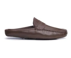 Chaussons Ouverts Homme Cuir Chocolat