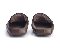 Chaussons Ouverts Homme Cuir Chocolat -Boutique Pop Mey Edlich 01513008 chausson ouvert double laine chocolat 4