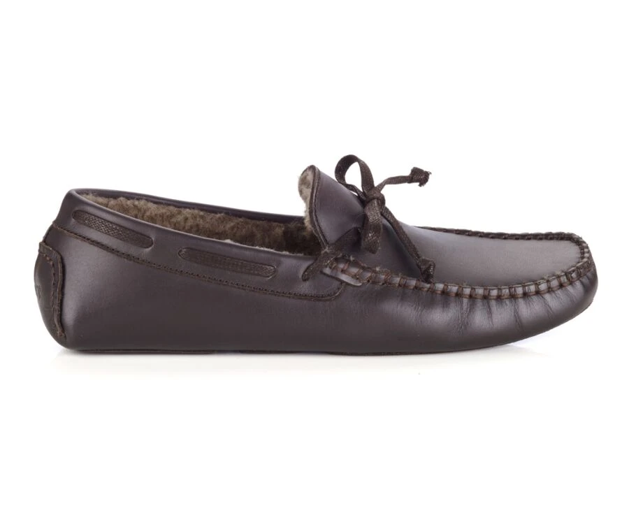 Chaussons Homme Cuir Chocolat 8 Chaussons Homme Cuir Chocolat – Image 6