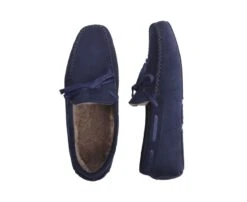 Chaussons Homme Croûte De Velours Marine -Boutique Pop Mey Edlich 01514016 chausson double laine veritable ii velours marine 19