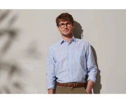 Chemise Coton Lin Rayée Bleue Et Blanche - VALOIRE