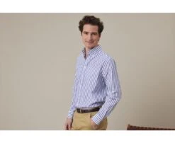 Chemise Manches Longues Coton Et Lin Bleu Océan Et Blanc - COLTEN 11 Chemise Manches Longues Coton Et Lin Bleu Océan Et Blanc - COLTEN -Boutique Pop Mey Edlich 0151700f colten bleu ocean et blanc 3