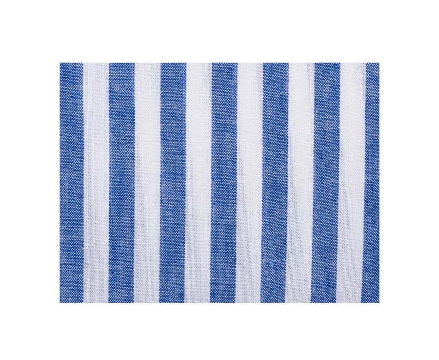 Chemise Manches Longues Coton Et Lin Bleu Océan Et Blanc - COLTEN 9 Chemise Manches Longues Coton Et Lin Bleu Océan Et Blanc - COLTEN – Image 7