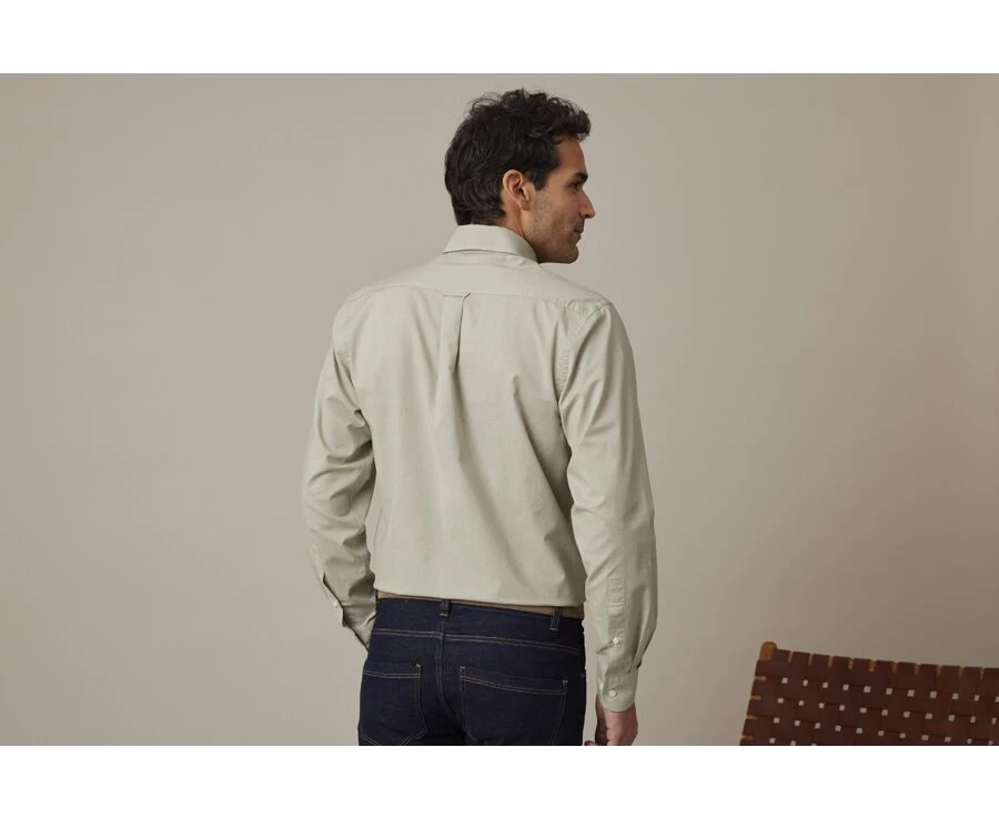 Chemise Manches Longues Coton Et Lin Vert Tilleuil - COLTEN 4 Chemise Manches Longues Coton Et Lin Vert Tilleuil - COLTEN – Image 2