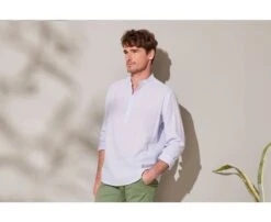 Chemise Tunique Coton Lin à Rayures Fines Bleues Et Blanches - VALBERT 11 Chemise Tunique Coton Lin à Rayures Fines Bleues Et Blanches - VALBERT -Boutique Pop Mey Edlich 0152200a valbert bleu et blanc 3