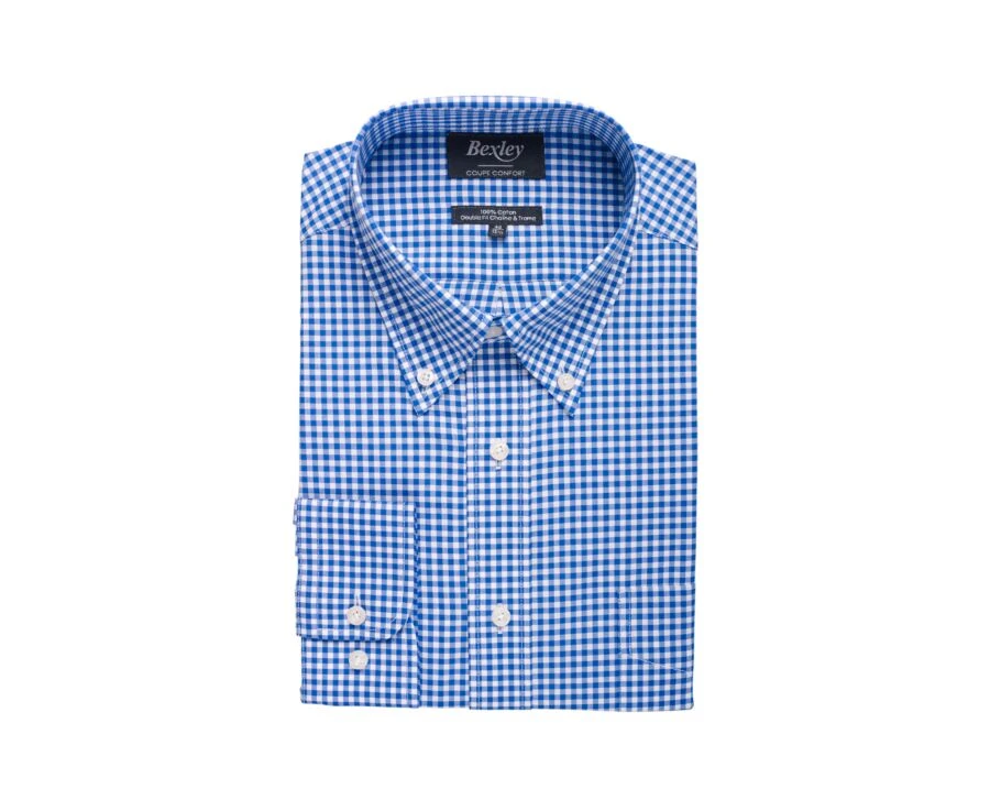 Chemise à Carreaux Homme Bleue Clair Et Blanche - CODELL 6 Chemise à Carreaux Homme Bleue Clair Et Blanche - CODELL – Image 4