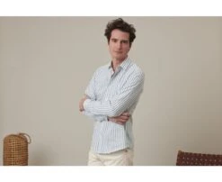 Chemise Coton Lin Rayée Verte Et Blanche - SIMONIN 11 Chemise Coton Lin Rayée Verte Et Blanche - SIMONIN -Boutique Pop Mey Edlich 015270cw simonin vert et blanc 3