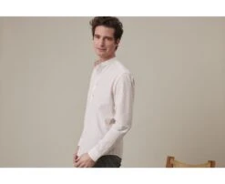 Chemise Seersucker à Rayures Fines Beiges Et Blanches - COLBERT -Boutique Pop Mey Edlich 015280cz colbert beige et blanc 3