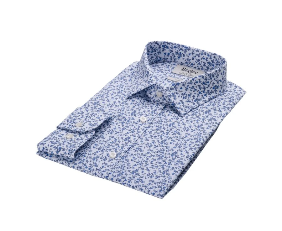 Chemise Blanche Homme à Imprimé Fleuri Bleu - ELDORIC 7 Chemise Blanche Homme à Imprimé Fleuri Bleu - ELDORIC – Image 5