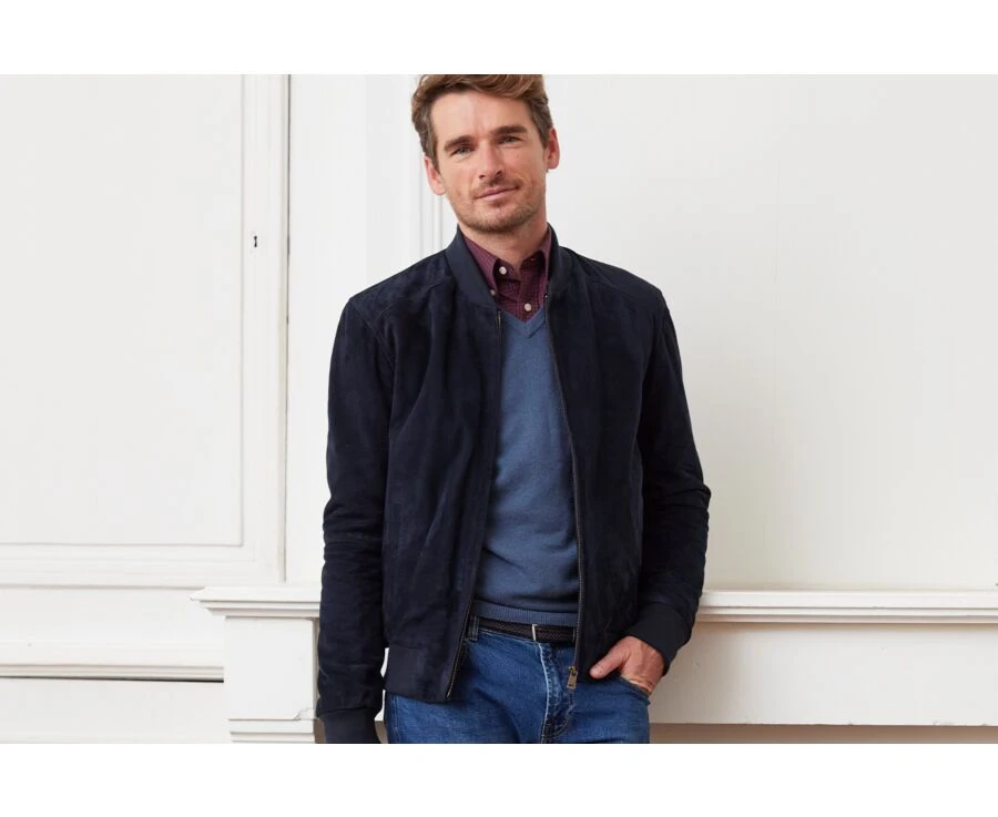 Blouson Homme Cuir Marine - SEAN 3 Blouson Homme Cuir Marine - SEAN