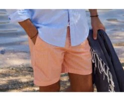 Short De Bain Homme Rayé Orange - BRENTAN