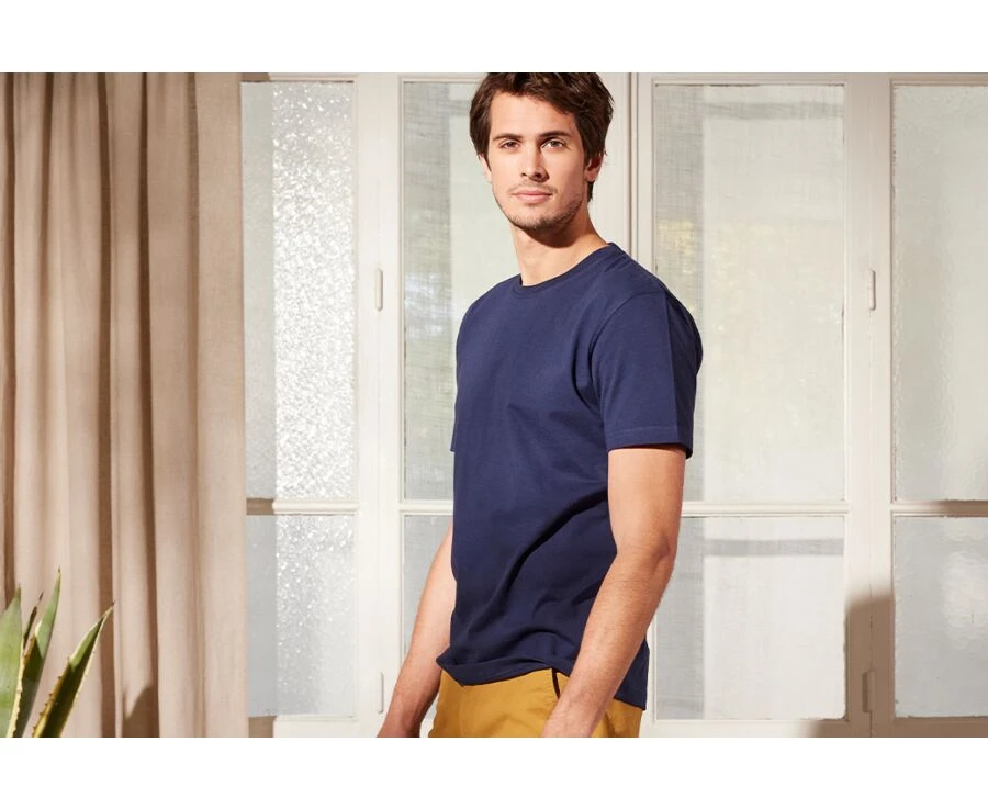 Tee-shirt Coton Bio Uni Navy - EDGAR III 5 Tee-shirt Coton Bio Uni Navy - EDGAR III – Image 3