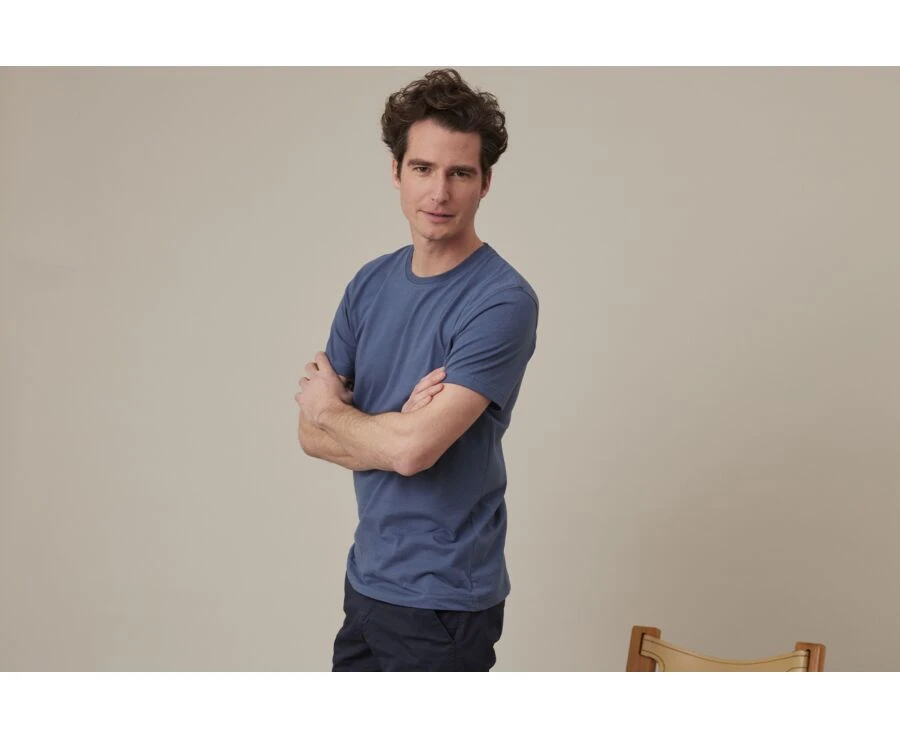 Tee-shirt Coton Bio Uni Bleu Gris - EDGAR III 5 Tee-shirt Coton Bio Uni Bleu Gris - EDGAR III – Image 3