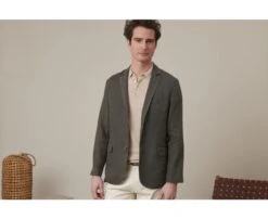 Blazer Lin Homme Olive Foncé - LUBIN
