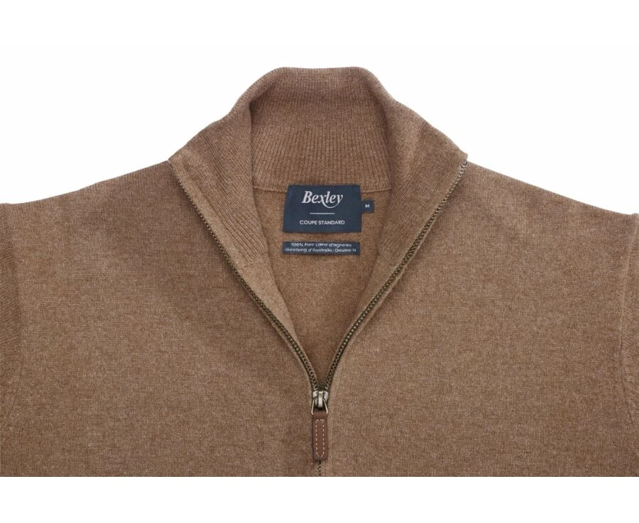 Gilet Zippé Homme Laine Noisette Chiné - KANTY 7 Gilet Zippé Homme Laine Noisette Chiné - KANTY – Image 5