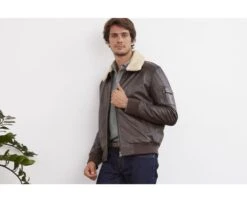 Blouson Aviateur Homme Marron - EVERETT II -Boutique Pop Mey Edlich 0160500v everett ii marron 3 1