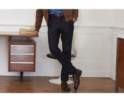 Pantalon Habillé Homme Chevron Marine Foncé - Lelian
