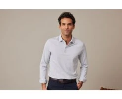 Polo Manches Longues Homme Bleu Clair - AIDEN ML