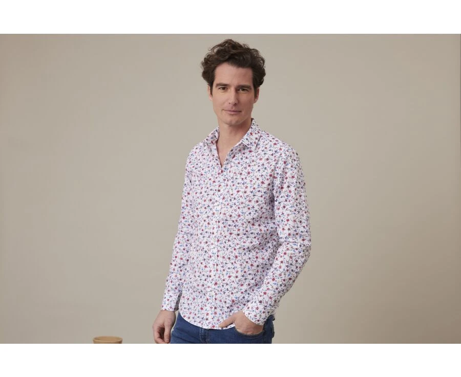 Chemise Imprimée Bleu Rouge Et Beige - RODÉRIC 3 Chemise Imprimée Bleu Rouge Et Beige - RODÉRIC