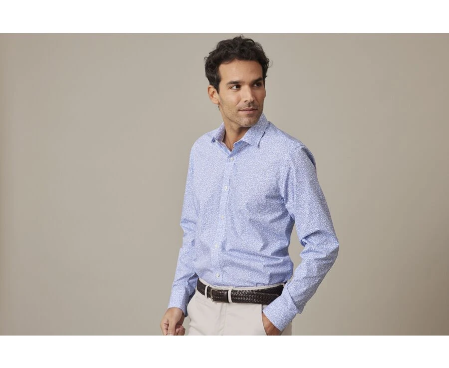 Chemise Imprimée Blanche Et Bleue - ULDÉRIC 3 Chemise Imprimée Blanche Et Bleue - ULDÉRIC