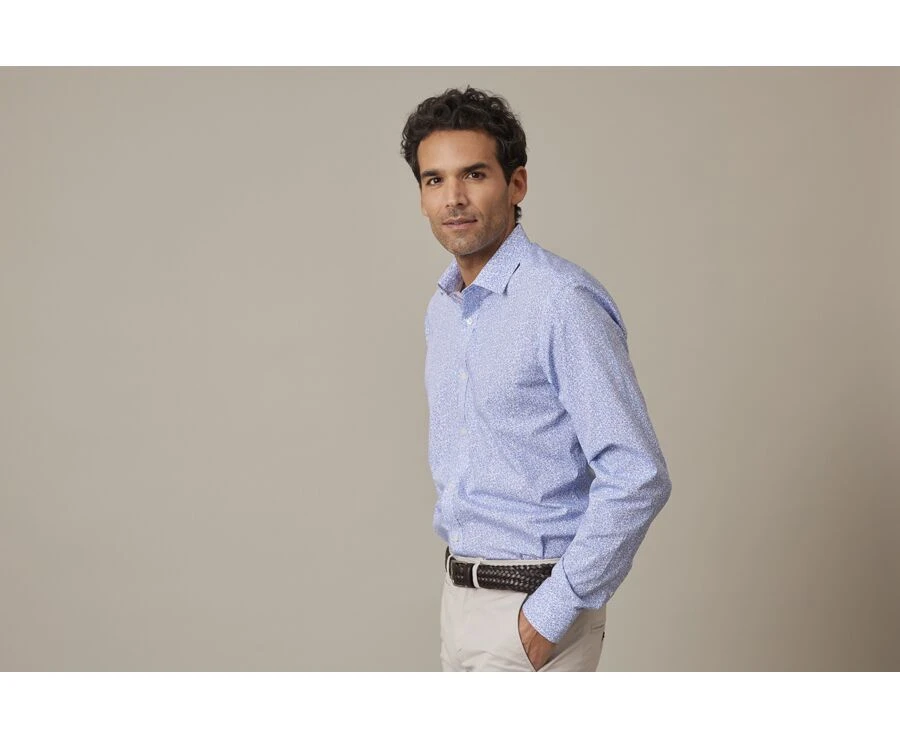 Chemise Imprimée Blanche Et Bleue - ULDÉRIC 5 Chemise Imprimée Blanche Et Bleue - ULDÉRIC – Image 3