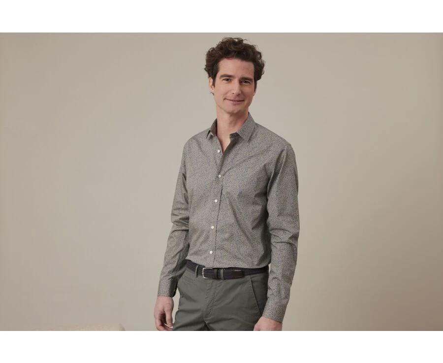 Chemise Imprimée Bleue Et Beige - ULDÉRIC 3 Chemise Imprimée Bleue Et Beige - ULDÉRIC