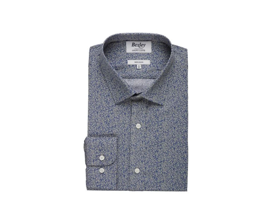 Chemise Imprimée Bleue Et Beige - ULDÉRIC 6 Chemise Imprimée Bleue Et Beige - ULDÉRIC – Image 4