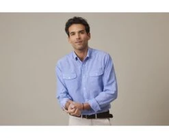 Chemise Homme Coton/lin Chambray Bleu Océan - SIPHÉRIN