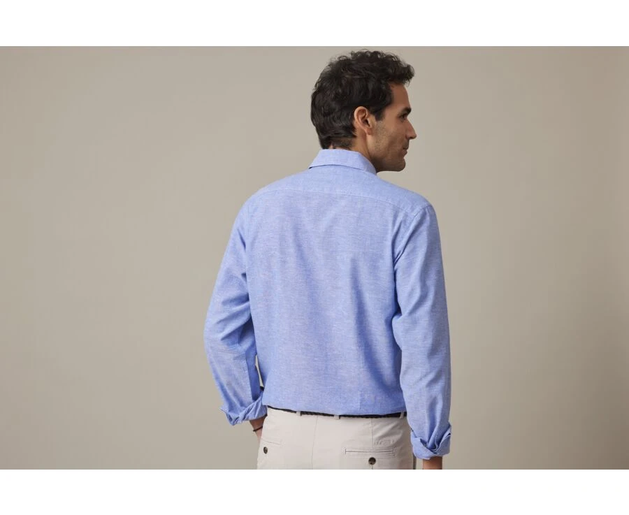 Chemise Homme Coton/lin Chambray Bleu Océan - SIPHÉRIN 4 Chemise Homme Coton/lin Chambray Bleu Océan - SIPHÉRIN – Image 2