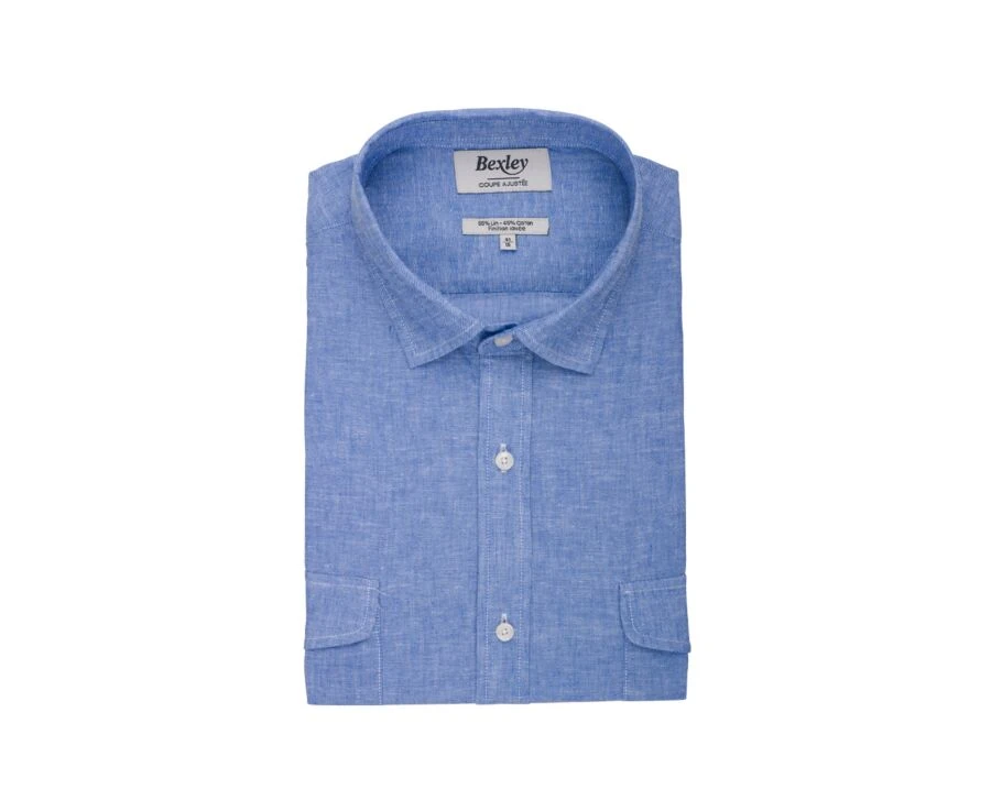 Chemise Homme Coton/lin Chambray Bleu Océan - SIPHÉRIN 6 Chemise Homme Coton/lin Chambray Bleu Océan - SIPHÉRIN – Image 4