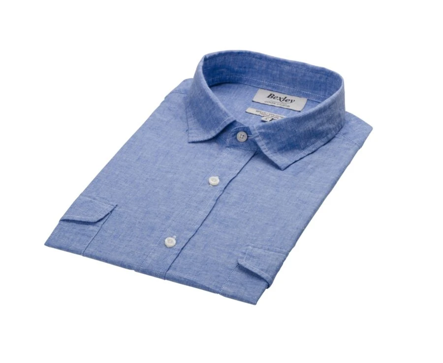 Chemise Homme Coton/lin Chambray Bleu Océan - SIPHÉRIN 7 Chemise Homme Coton/lin Chambray Bleu Océan - SIPHÉRIN – Image 5