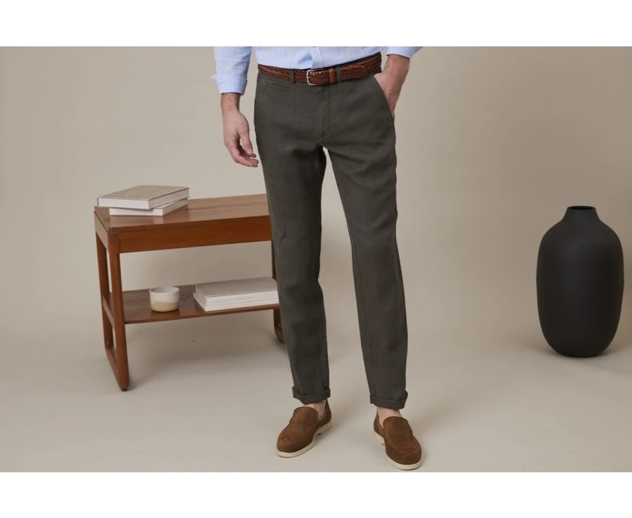 Pantalon Chino Homme Olive Foncé - KYLSON 3 Pantalon Chino Homme Olive Foncé - KYLSON