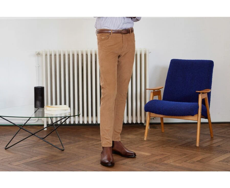 Pantalon 5 Poches Velours Homme Camel - KARS 3 Pantalon 5 Poches Velours Homme Camel - KARS