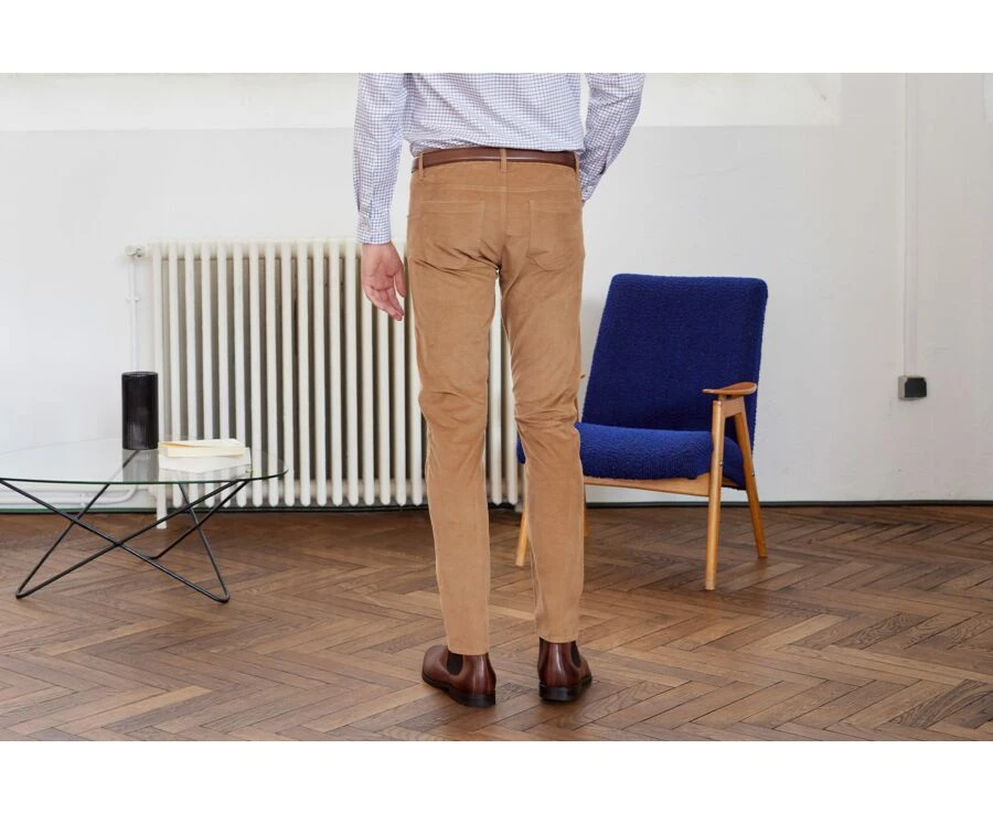 Pantalon 5 Poches Velours Homme Camel - KARS 4 Pantalon 5 Poches Velours Homme Camel - KARS – Image 2