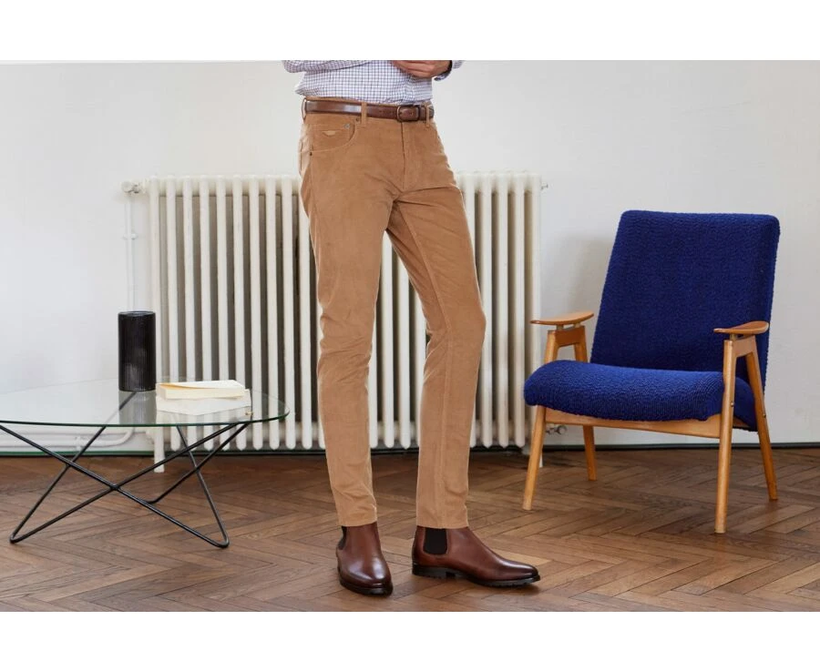 Pantalon 5 Poches Velours Homme Camel - KARS 5 Pantalon 5 Poches Velours Homme Camel - KARS – Image 3