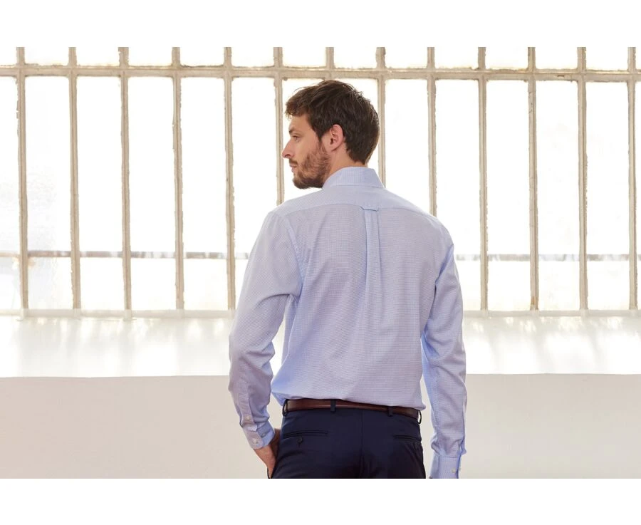 Chemise Twill Rouge Blanc à Petits Carreaux Bleu - STELLAN 4 Chemise Twill Rouge Blanc à Petits Carreaux Bleu - STELLAN – Image 2