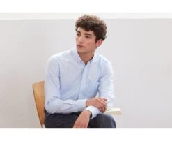 Chemise Bleu Ciel 100% Coton - Col Américain - EVHAN