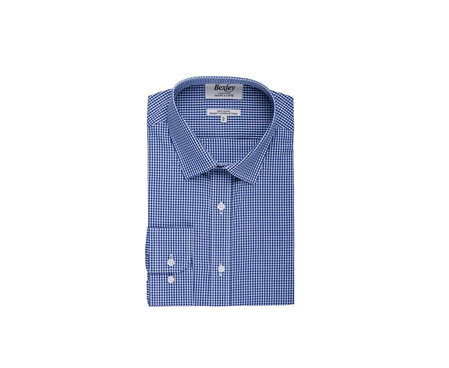 Chemise Coton Bleu Et Blanc - Col Français - VALAIRE 5 Chemise Coton Bleu Et Blanc - Col Français - VALAIRE – Image 3