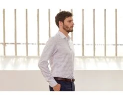 Chemise Blanche Carreaux Bleus - Col Français - SERGIUS -Boutique Pop Mey Edlich 0167705i sergius blanc et bleu 3