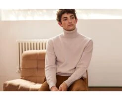 Pull Col Roulé Homme Beige Clair- KENNERIC
