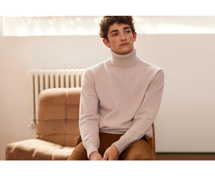 Pull Col Roulé Homme Beige Clair- KENNERIC 3 Pull Col Roulé Homme Beige Clair- KENNERIC