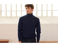 Pull Col Roulé Homme Navy - EMERINOS