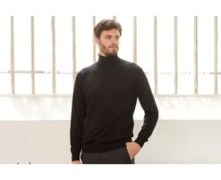 Pull Col Roulé Homme Noir - EMERINOS