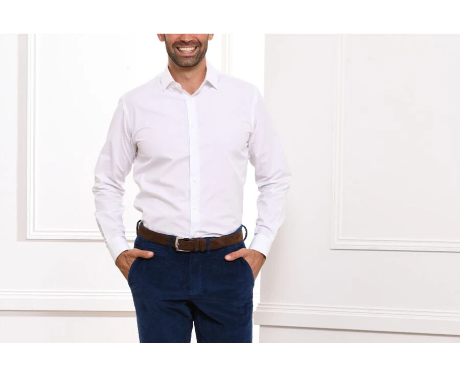 Chemise Blanche Coton Popeline - Col Français - LOUIS 3 Chemise Blanche Coton Popeline - Col Français - LOUIS