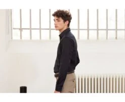 Chemise Noire Coton Popeline - Col Français - LOUIS 15 Chemise Noire Coton Popeline - Col Français - LOUIS -Boutique Pop Mey Edlich 404010 louis noir 3bis