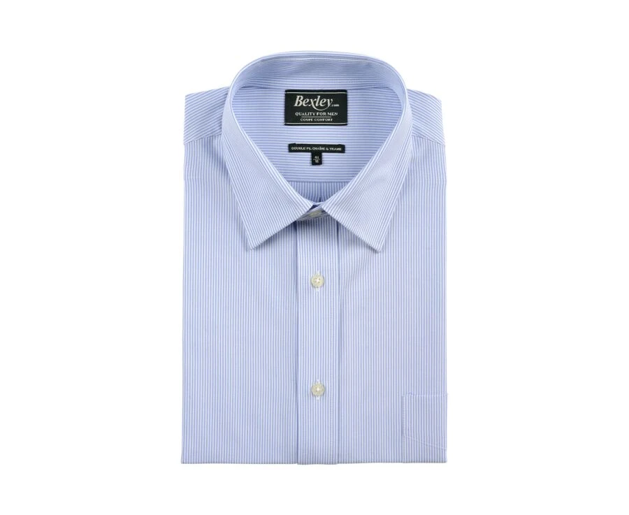 Chemise à Fines Rayures Bleues Poche Poitrine - AUGUSTIN 5 Chemise à Fines Rayures Bleues Poche Poitrine - AUGUSTIN – Image 4